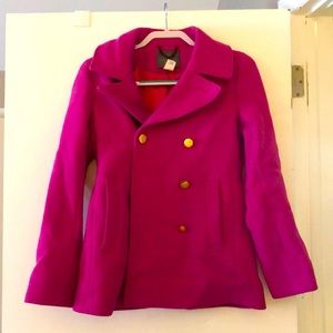 J Crew Stadium Cloth Pink Pea Coat size 2
